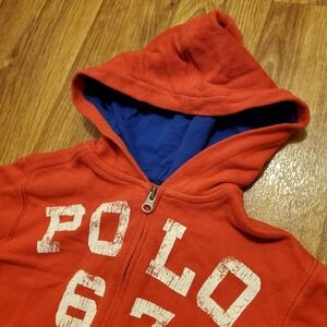 Polo Ralph Lauren Hoodie Jacket Kids 7 Red Zip Up Polo 67 Zip Up Big Logo Preppy